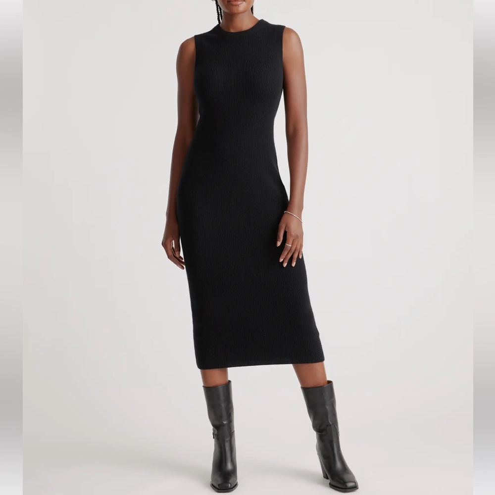 Quince Mongolian Cashmere Sleeveless Midi Sweater Dress large.